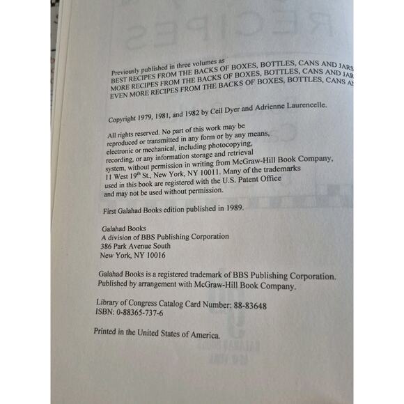 Best Recipes from the Backs of Boxes, Bottles, Cans and Jars by Ceil Dyer 1989 - Picture 2 of 7